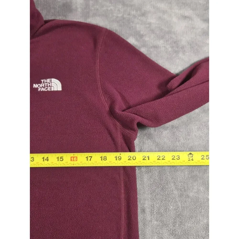 The North Face Mens Sz S Burgundy Long Sleeve 1/4 Zip Pullover Fleece Jacket C10